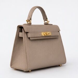 TU-LX Grace Kelly Vegan Leather Handbag Small, Brown, Brand new